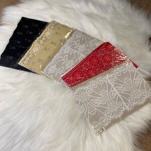 Elegant Lace Fabric Set in Black, Gold, Red, and white